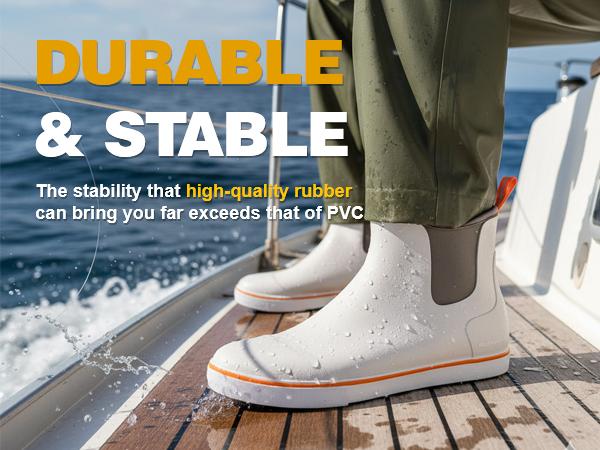 Furuian Men's Deck Boots  Fishing Boots Rain boots work shoes Professional Waterproof&Non-Slip Walking Ankle Booties Slip On Neoprene Rubber Footwear Chelsea Boots Men botas para hombre for Gardening Fishing Boating Camping Sailing Fathersdaygift Boy