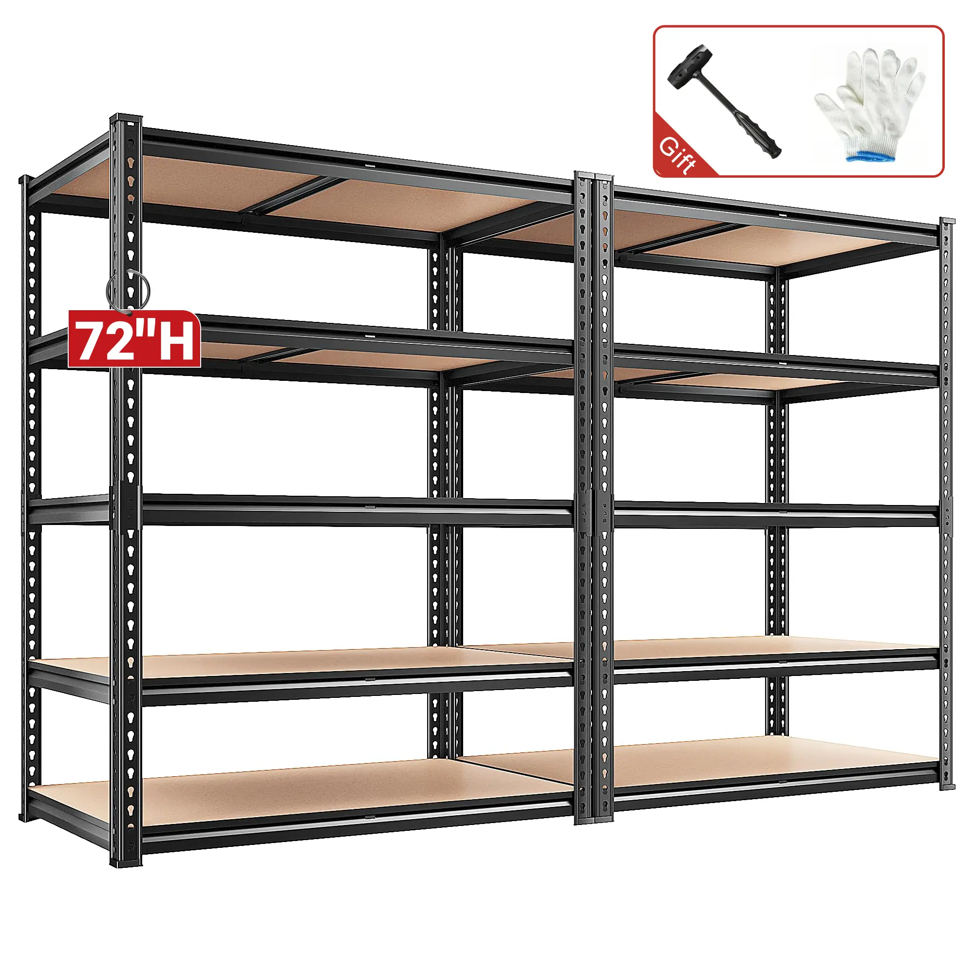 【2-Pack】Heavy-Duty Garage Shelving Units Metal Shelves Storage Height Adjustable Versatile Utility Rack for Warehouse Organizing Pantry Kitchen Basement Shelf Organiser