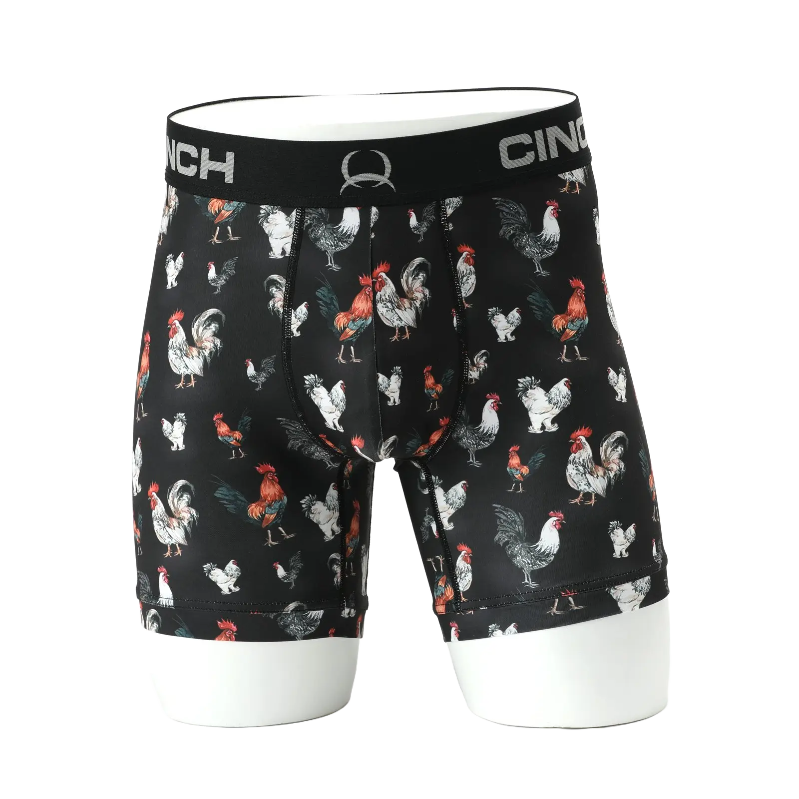 Cinch Men's 6" Rooster Print Black Boxer Brief MXY6002032