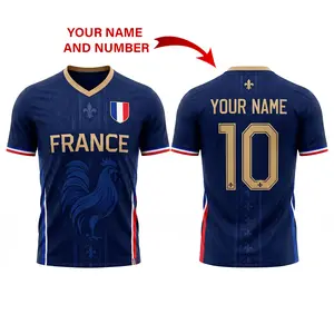 "Custom Name&Number" France Soccer 2026 Vintage Jersey, Personalized French Flag Gallic Rooster Football Shirt, Fleur-de-lis Heritage Pride Graphic Tee, Unisex All-Over Print Sports Apparel, France Pride Gift For Dad, Fathers Day Top