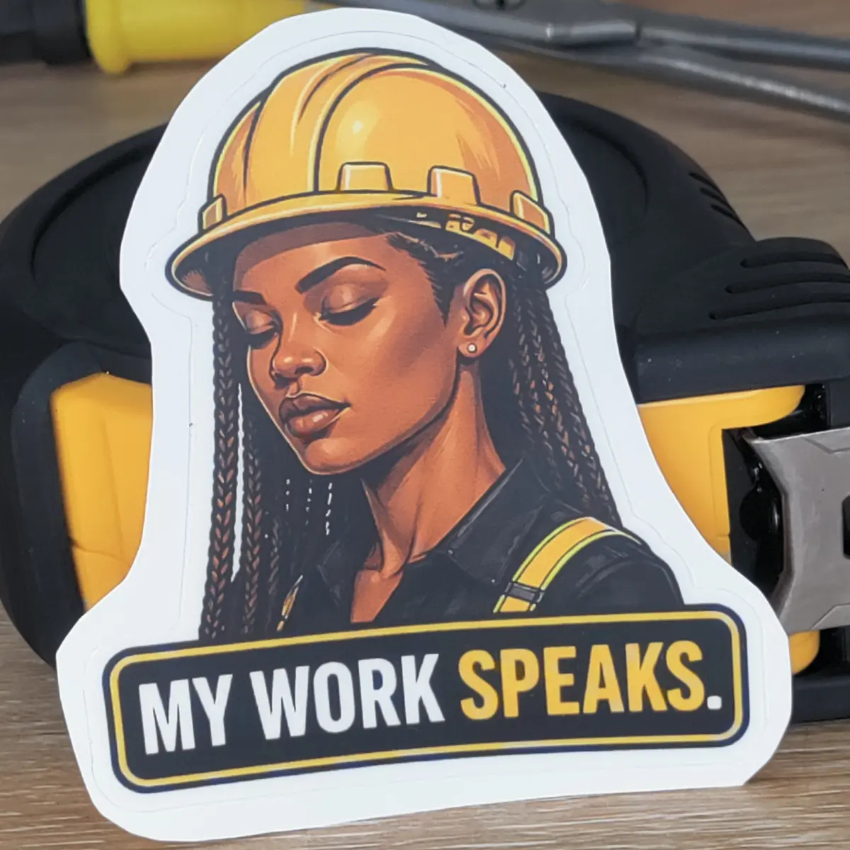 She On Duty Waterproof Vinyl Sticker for Hard Hats, Toolboxes & Water Bottles