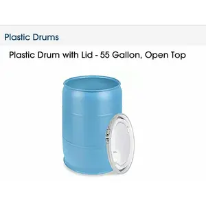 Plastic Drum with Lid - 55 Gallon, Open Top