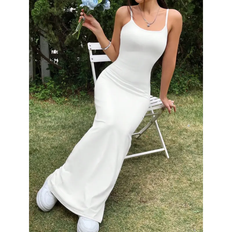 SHEIN EZwear Women's Basic White Spaghetti Strap Dress,Summer Dresses For Women,Tea Party Dress,White Graduation Dress - TikTok Shop SHEIN EZwear Women's Basic White Spaghetti Strap Dress,Summer Dresses For Women,Tea Party Dress,White Graduation Dress - TikTok Shop