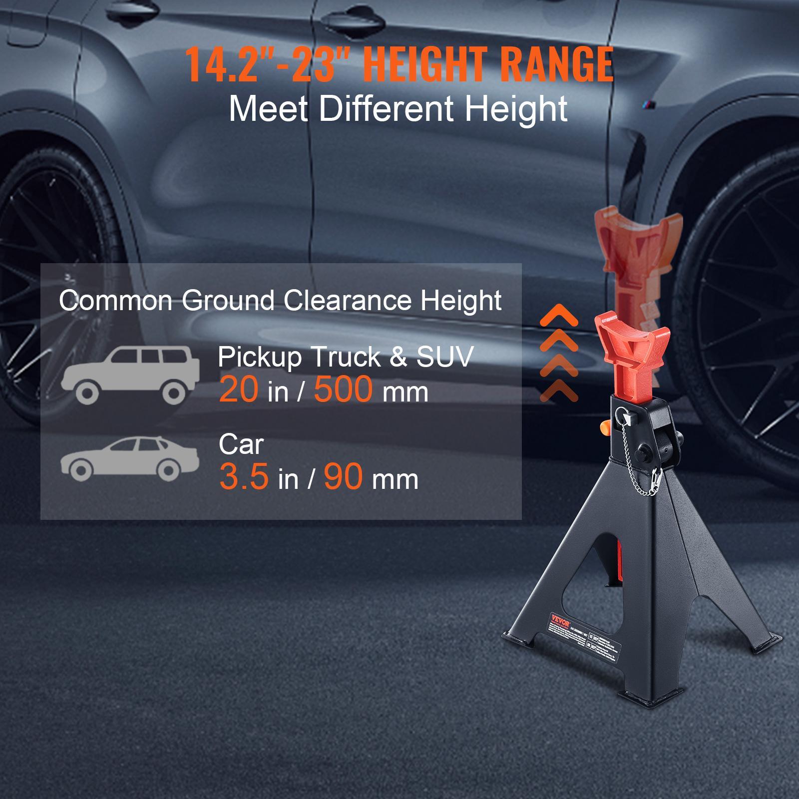 VEVOR Jack Stands, TikTokShopBlackFriday, 6 Ton (13,000 lbs) Capacity Car Jack Stands Double Locking, 14.2 -23 inch Adjustable Height, for lifting SUV, Pickup Truck, Car and UTV/ATV, Red, 1 Pair VEVOR Jack Stands, TikTokShopBlackFriday, 6 Ton (13,000 lbs) Capacity Car Jack Stands Double Locking, 14.2 -23 inch Adjustable Height, for lifting SUV, Pickup Truck, Car and UTV/ATV, Red, 1 Pair