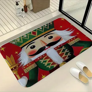 Christmas Color Nutcracker Pattern Non-Slip Bath Mat, Kitchen Bathroom Laundry Room Entrance, Perfect Home Decor Gift, Christmas Decoration