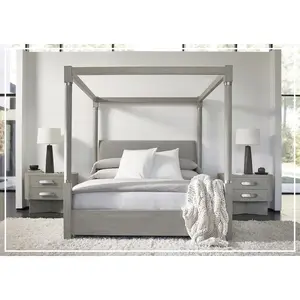 Bernhardt Trianon Gray Upholstered Canopy Bed in Gris Finish
