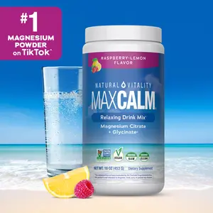 MaxCalm Relaxing Drink Mix - Anti Stress Drink Mix - With Ionic Magnesium Citrate + Glycinate - Raspberry Lemon Flavor - 16 oz (453 g) - 113 Servings MaxCalm Relaxing Drink Mix - Anti Stress Drink Mix - With Ionic Magnesium Citrate + Glycinate - Raspberry Lemon Flavor - 16 oz (453 g) - 113 Servings