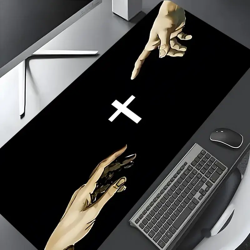 Hand & Cross Pattern Mouse Pad, Rectangle Gaming Mouse Pad, Non-slip Mousepad, Office Desk Keyboard Mouse Mat for Home Office Game Room Desk, Desktop Accessory, Desk Accessories, Made for Gaming, Computer Desk Pad