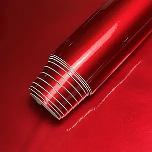 Ultra Glossy Red Metallic Car Vinyl Wrap Film With Air Release Self Adhesive Car Motorcycle Wrapping DIY Sticker Decal Car Decals Sticker For Cars Vinyl Waterproof Decals