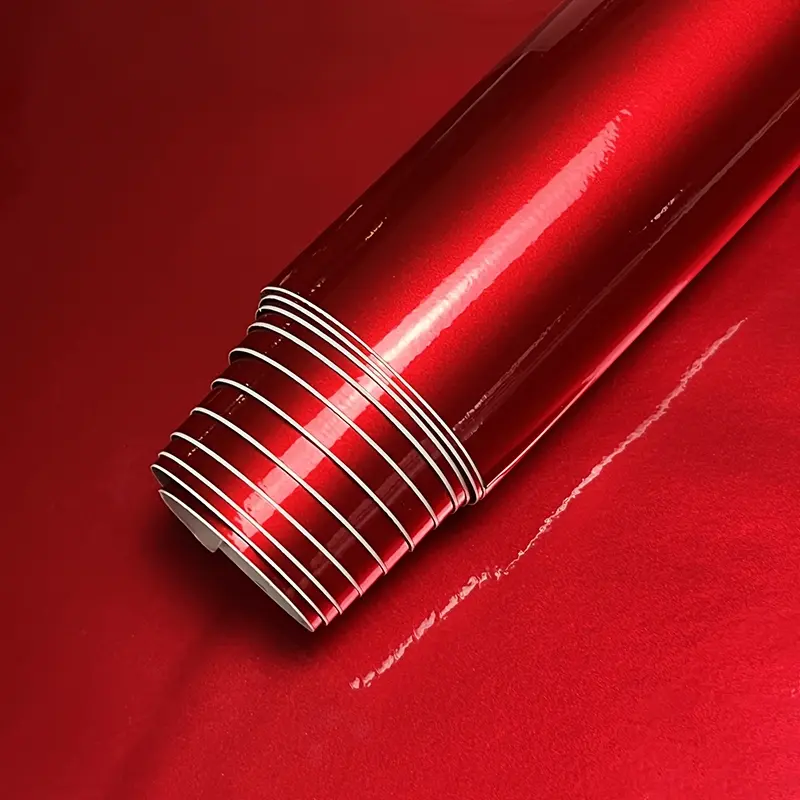 Ultra Glossy Red Metallic Car Vinyl Wrap Film With Air Release Self Adhesive Car Motorcycle Wrapping DIY Sticker Decal Car Decals Sticker For Cars Vinyl Waterproof Decals Automotive Vinyl Decal