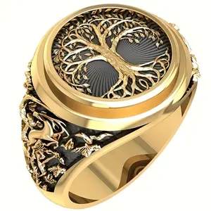 1pc Fashionable Life Tree Pattern Ring, Punk Fashion Men's Jewelry Gift