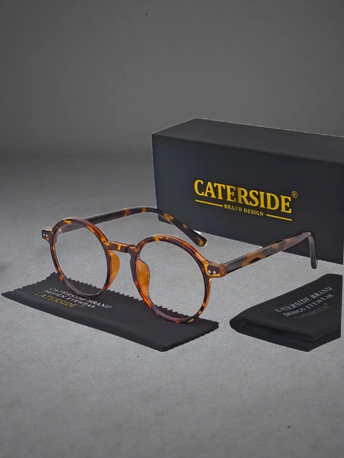 Cateride Anti-Blue Light Glasses Frame, Classic Round Design, Unisex PC Material, Ideal for Online Meetings & Vintage Parties