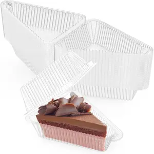 100 Pieces 5 Inches Plastic Cake Slice Containers with Hinged Lids, Cheesecake Storage Containers for Home, Bakery and Cafe