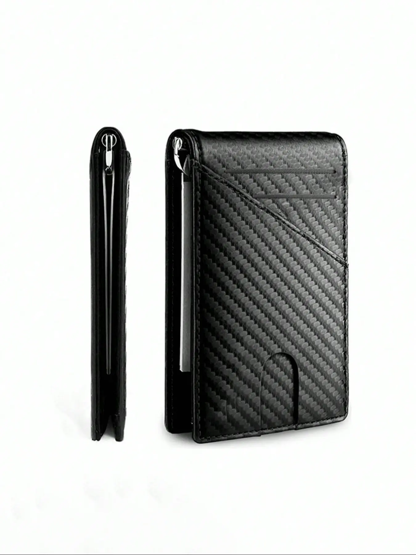Carbon Fiber Leather Men Wallets, Bifold Wallet, Business Minimalist Wallet, Business Style Wallet, Business Fashion Wallet, Black Luxury Lightweight Portable Card White-Collar Workers Holiday, Anniversary, Birthday Gift Accessories Card Holder Wallet