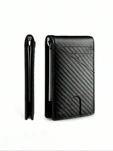 Carbon Fiber Leather Men Wallets, Bifold Wallet, Business Minimalist Wallet, Business Style Wallet, Business Fashion Wallet, Black Luxury Lightweight Portable Card White-Collar Workers Holiday, Anniversary, Birthday Gift Accessories Card Holder Wallet