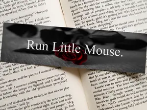 Run Little Mouse Rose, Cat and Mouse Metal Bookmark