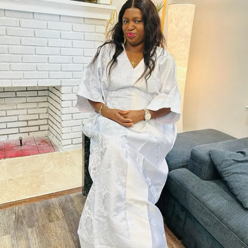 Mikado Mix Brocade Women's Elegant Floral Kimono Dress in Vibrant Blue with Silver Accents