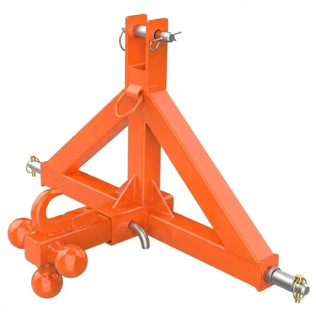 Heavy Duty Stainless Steel 3-Point Trailer Hitch with Tow Hooks, Multi-Ball Sizes, Rust-Resistant Cat.1 Tractor Drawbar, 3Pt Quick Hitch Attachment for Kubota Subcompact Tractors, Industrial Use Vehicle Accessories, Resists Rust, Tractor Hitches