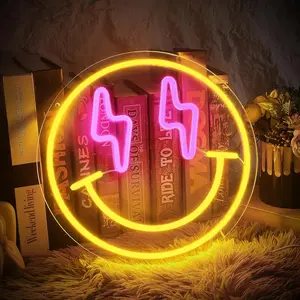 Adjustable Smile LED Fluorescent Light, Multifunctional Wall-Mounted Lamp, 5-Level Dimmable, Bedroom, Dormitory, Game Room, Bar, Wedding, Party Decor