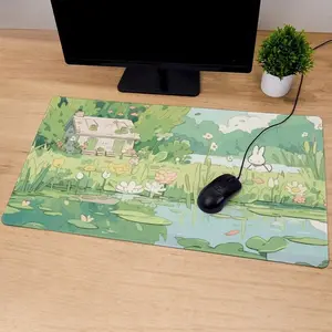 [Sale up to 50%] [Free Ship] Kawaii Green Desk Mat Cartoon Animal Mouse Pad Anime Forest Desk Mat Cute Bunny Computer Keyboard Desk Mat Extra Large Mouse Pad