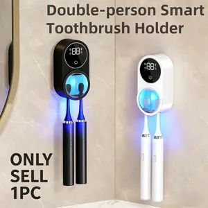 Intelligent ultraviolet toothbrush sterilizer, USB rechargeable infrared induction toothbrush cleaner, bathroom wall-mounted toothbrush holder, LED screen dry