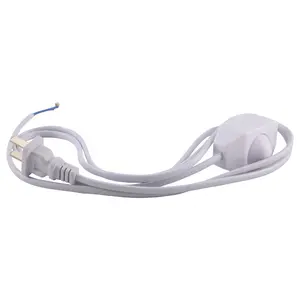 White Lamp Power Cord w Dimmer Switch AC 250V/110V US Plug