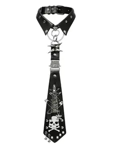 2026 New Y2K Punk Skull Tie, Edgy Gothic Style with Studs and Zipper, Unisex Adjustable Versatile Fashion Accessory, Perfect for Streetwear, Parties, Halloween, Tie Design