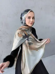 Women's Elegant Print Scarf, Fashionable Soft Lightweight Shawl for Daily Wear, Casual Versatile Head Scarf for Women & Girls, Turban Hijab