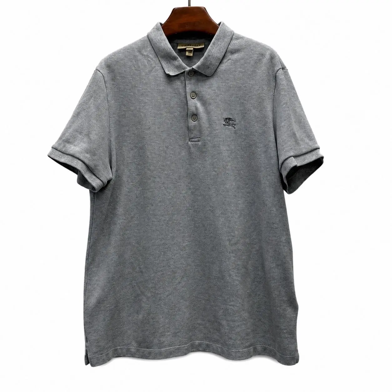 CALUXA Burberry Melange Grey Cotton Pique Polo T-shirt XXL