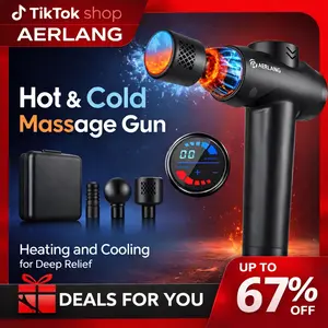 AERLANG Massage Gun with Heat and Cold Deep Tissue Percussion Massager for Pain Relief 7 Interchangeable Heads & LCD Display Travel-Friendly Gift Relaxation Aid Adjustable