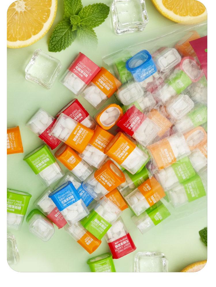 Sugar Free Mint Candy, 5 Fruit Flavors Mini Bottle Breath Mints, Individually Packed Refreshing Mint Candy for Fresh Breath, Office, Car, Travel, Purse, On-the-Go & Daily Use Candies Pack Candy Salad