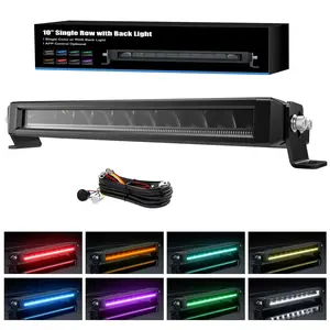 4WDKING Slim LED Light Bar with RGBW Accent Lighting, Screwless Design, IP68&IP69K Waterproof, Off Road Driving Lamp with 10FT Wire Harness for Truck/Pickup/ATV/UTV/SUV/Golf Cart/Boat