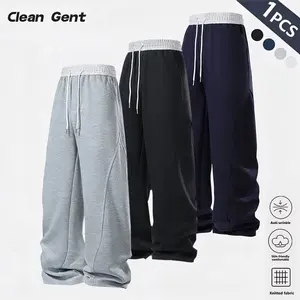 Clean Gent Men's Casual Jogger Pants with Drawstring Waistband, Elastic Waistband, Colorblock Design with Pockets, Made of Cotton for Comfort and Style, Suitable for Everyday Wear, All-Season Versatile Menswear, Outdoor Casual Running Trousers