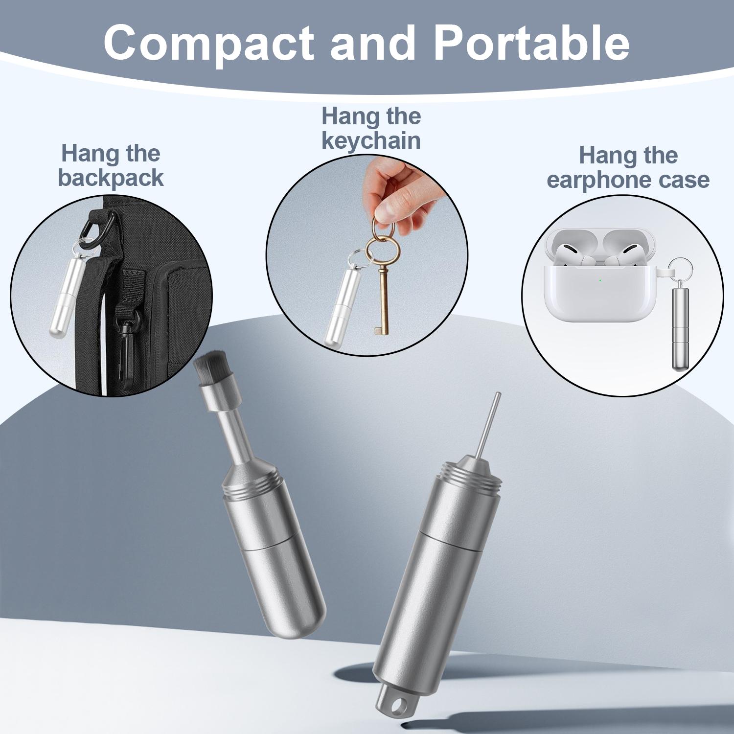 2-in-1 SIM Card Tray Removal Tool with Handy Cleaning Brush, EDC Portable Keychain Eject Pin Reset Needle Opener, Watchchain Link Remover for iPhones, Wireless Earbuds