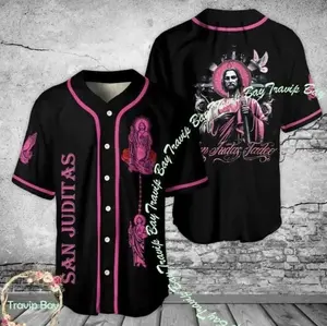 San Judas Tadeo Pink Baseball Jersey – Trendy Mexico Unisex Outfit, San Juditas Baseball Jersey, Gift for Him, Jesus Jersey, Christian Gift, Fresh Styles, Updated for Today, Trendy Looks, Stay Ahead of the Curve