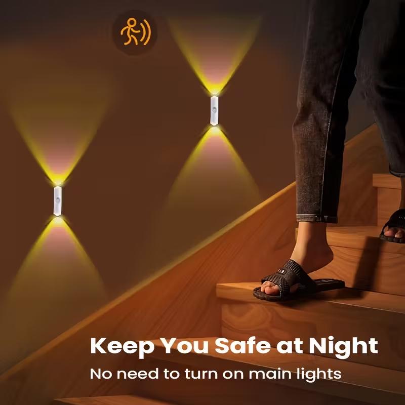 USB Rechargeable Smart LED Night Light with Motion Sensor, RGB Gradient Dimmable Wall Lamp for Indoor Ambient Lighting, Magnetic Step Lamp for Bedroom Hallway, Stairs, Wardrobe, Entryway Home Decor