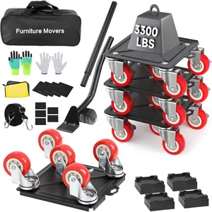 Heavy Duty Furniture  with 5 Wheels, 3300 lbs Load Capacity for Easy Moving and Storage, Furniture Lift Mover Tool Set  for Heavy  or Office - Made of  Carbon Steel(4 Packs)