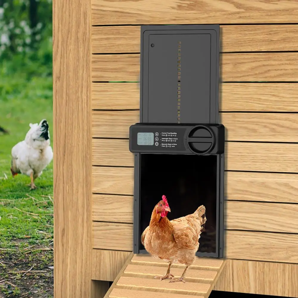Automatic Chicken Coop Door Opener, Intelligent Electric Hen House Door Opener with Timer, Chicken Coop Accessories for Farm Animal