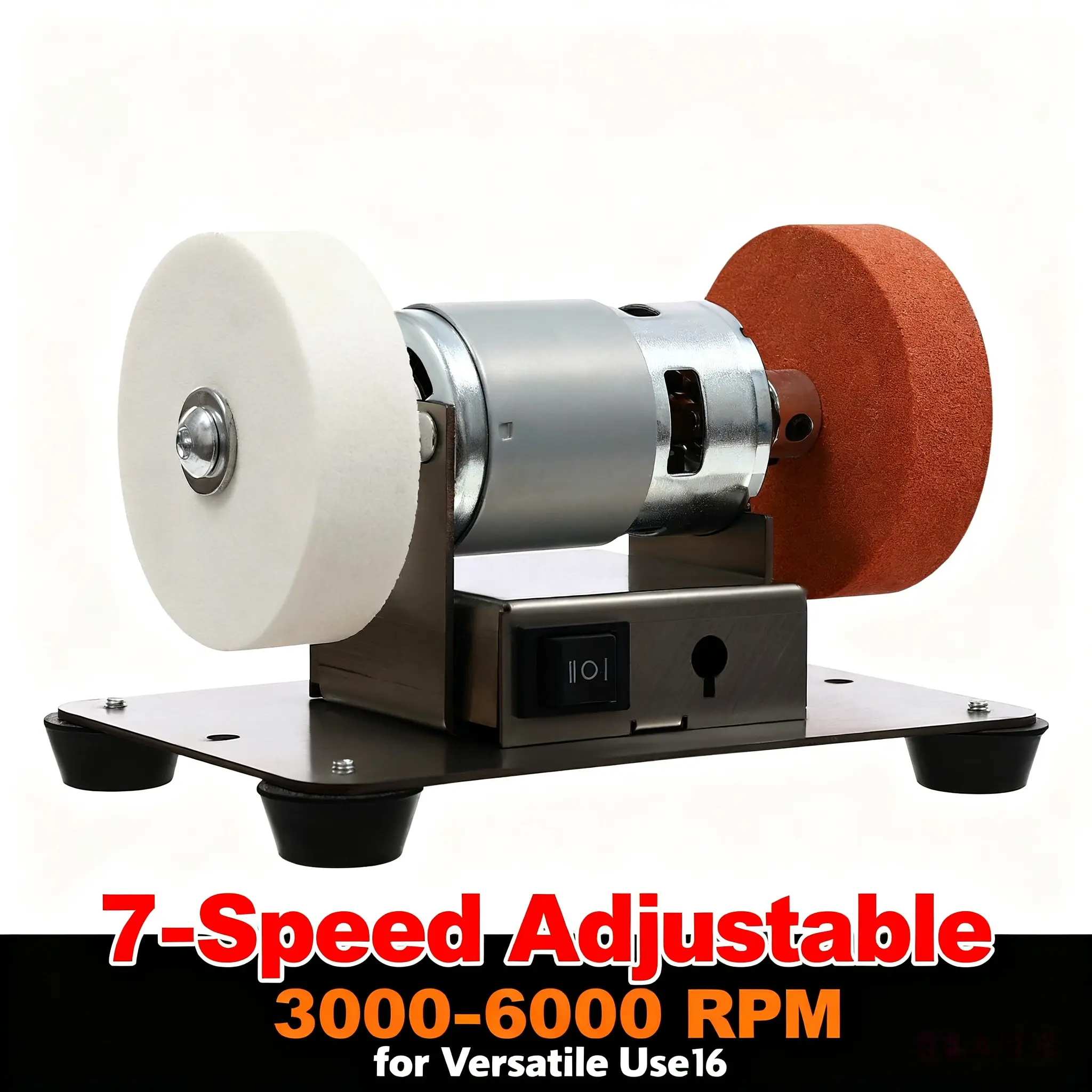 Modern 96W Benchtop Belt Sander Sharpener - 0.8m, No Battery, Stainless Steel, 3000-6000 RPM, 7-Speed Adjustable Polisher Grinder, 2 Wheels, Forward-Reverse Function, for Drills, Metal, Wood DIY Workshop Tools