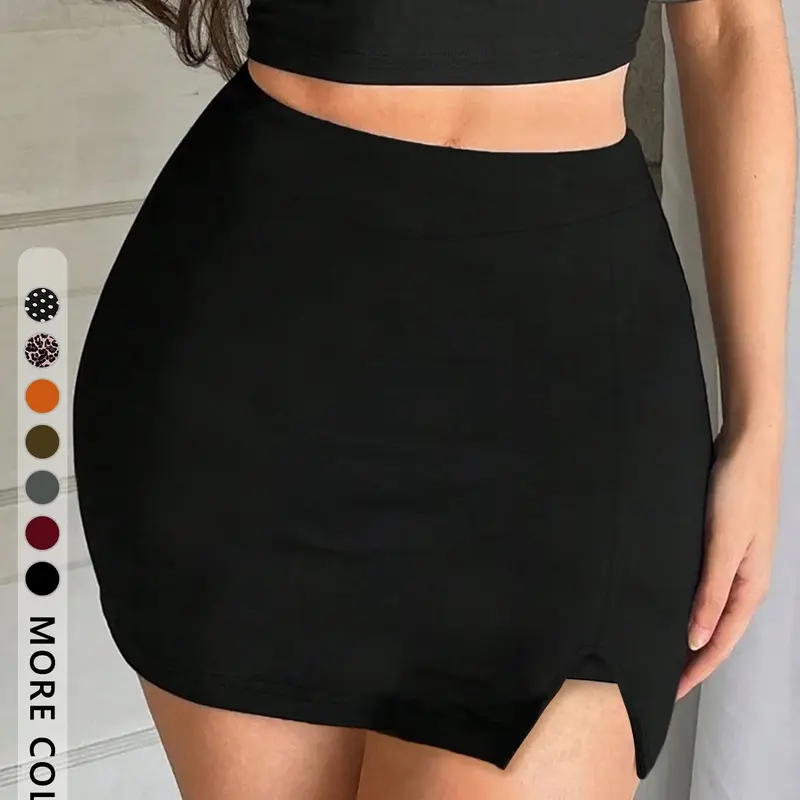 Women's Short Skirt Pants, Tight Bodycon Skirt, Slim Fit Polka Dot & Leopard Print, Basic Casual Fashion Womenswear for All Seasons, Perfect Gift Choice, Bottoms
