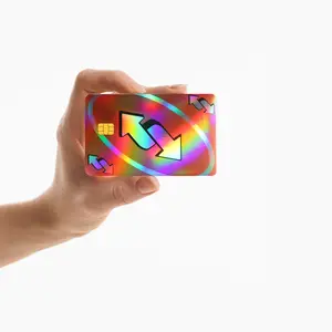 Red Uno Reverse Card - Holographic Credit Card Skin Cover Decal Sticker (SMALL CHIP) Waterproof Vinyl Glossy