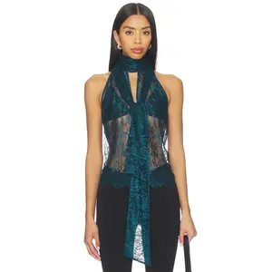 L'AGENCE Reece Tie Neck Sleeveless Blouse in Deep Teal