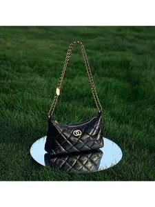 Genuine leather little sheepskin high version women's bag rhombus pattern small fragrant wind single shoulder crossbody portable underarm chain hobo bag Crossbody Purse