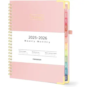 July 2025 - June 2026 Planner, Forvencer Academic Planner 2025-2026, Hardcover Weekly & Monthly Agenda Planning Book, 6" x 8", Daily Calendar Notebook with Tabs, College School Organizer for Student Teacher, Pink