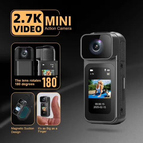 Cwepady-S80 Multifunctional Mini Hybrid Sports Action Camera - Magnetic, Ultra-Light, 1-Hour Battery Life, Ultra-Wide-Angle, Auto Focus, Micro SD Compatible, Bike Mount Included, 1080p MP4 Photo/Video Outdoor Sports Camera