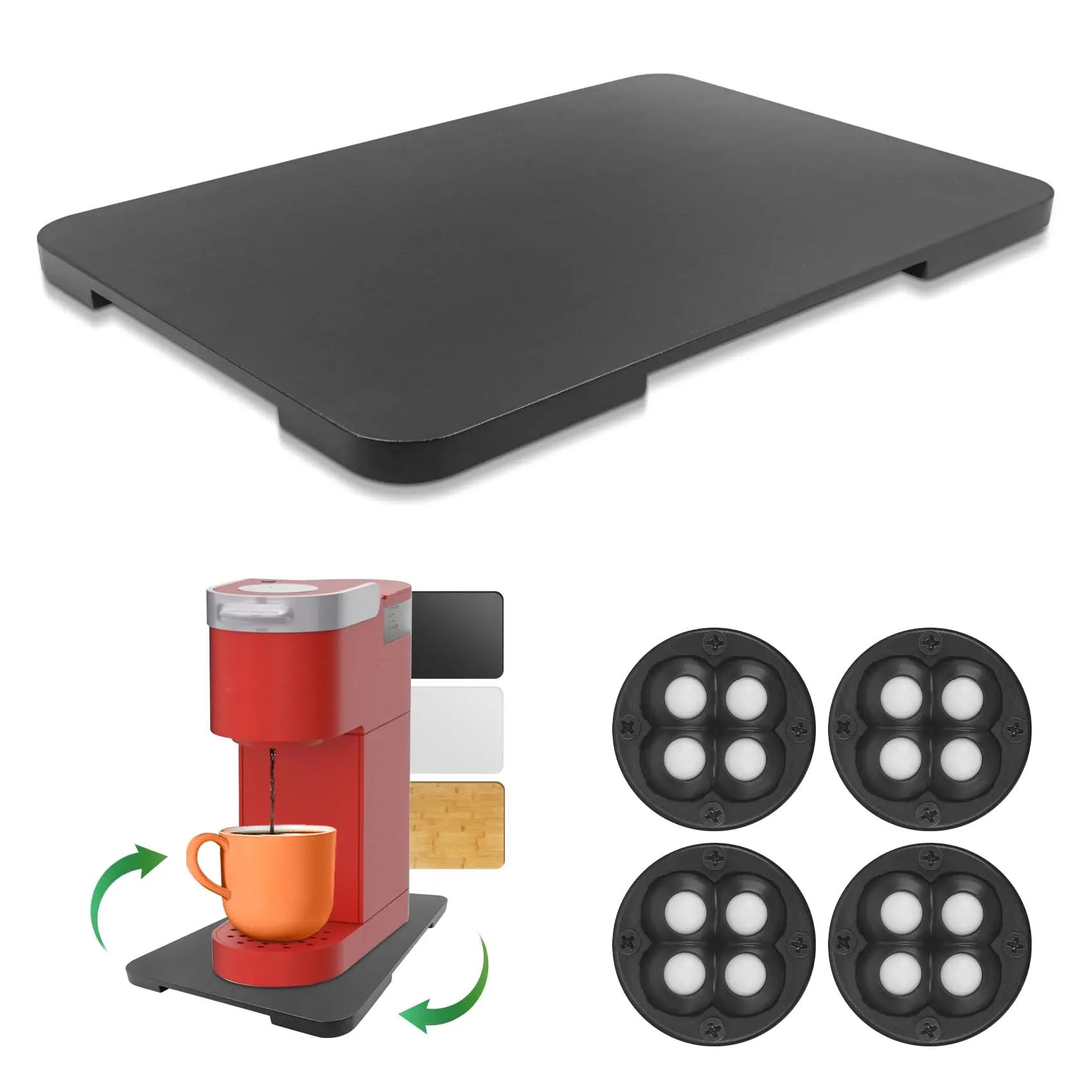 360° Rolling Tray Bamboo Appliance Slider, Appliance Sliders for Kitchen Appliances Sliding Tray for Coffee Maker Appliances Mat Easily from Under The Cabinet