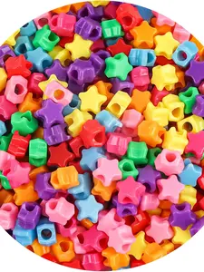 100/500pcs Star-Shaped Rainbow Color Beads for Jewelry Making, Large Hole Spacers for Crafts and Party Decorations, Boho Style