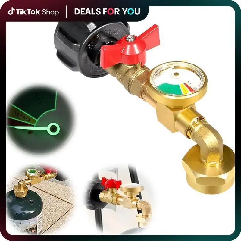 Propane Refill Adapter with Safety Valve, Glow-In-The-Dark Visibility Gauge & PVC Ball Valve - Versatile Gas Cylinder Filling Connector for Outdoor Activities, Precise Control & Measurement Accessory (dealsforyoudays) Pvc Material