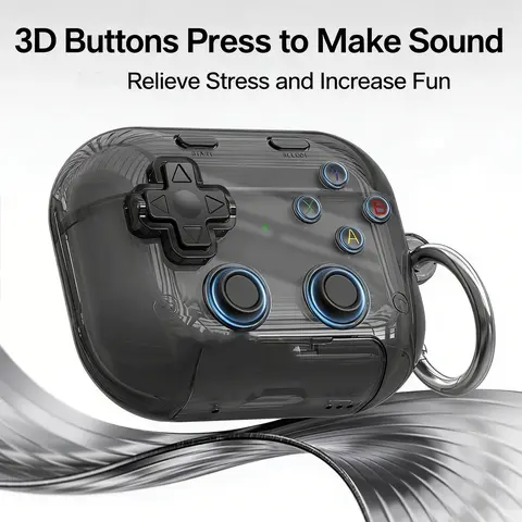 Earphone Case for AirPods Pro 3 Case (2025) Pro 2nd AirPods 4th Gen, with 3D Pressable Button, Safety Lock & Phone Stand for AirPod 4th Gen Cover– with Cleaner Kit & Keychain, Classic Cool Funny Durable Protective Case for Women Men to Relief Stress