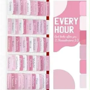 Every Hour Easy to Stick Bible Tabs - Pink Design with Clear Section Markings for Convenient Reading